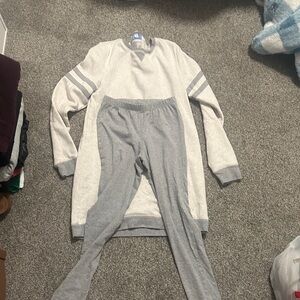 Gray and White Women's Lounge Set